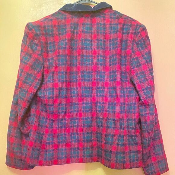 🛍️Pendleton Tartan Wool Blazer Coat Red plaid Print 🎉Size : 12 - Picture 2 of 9